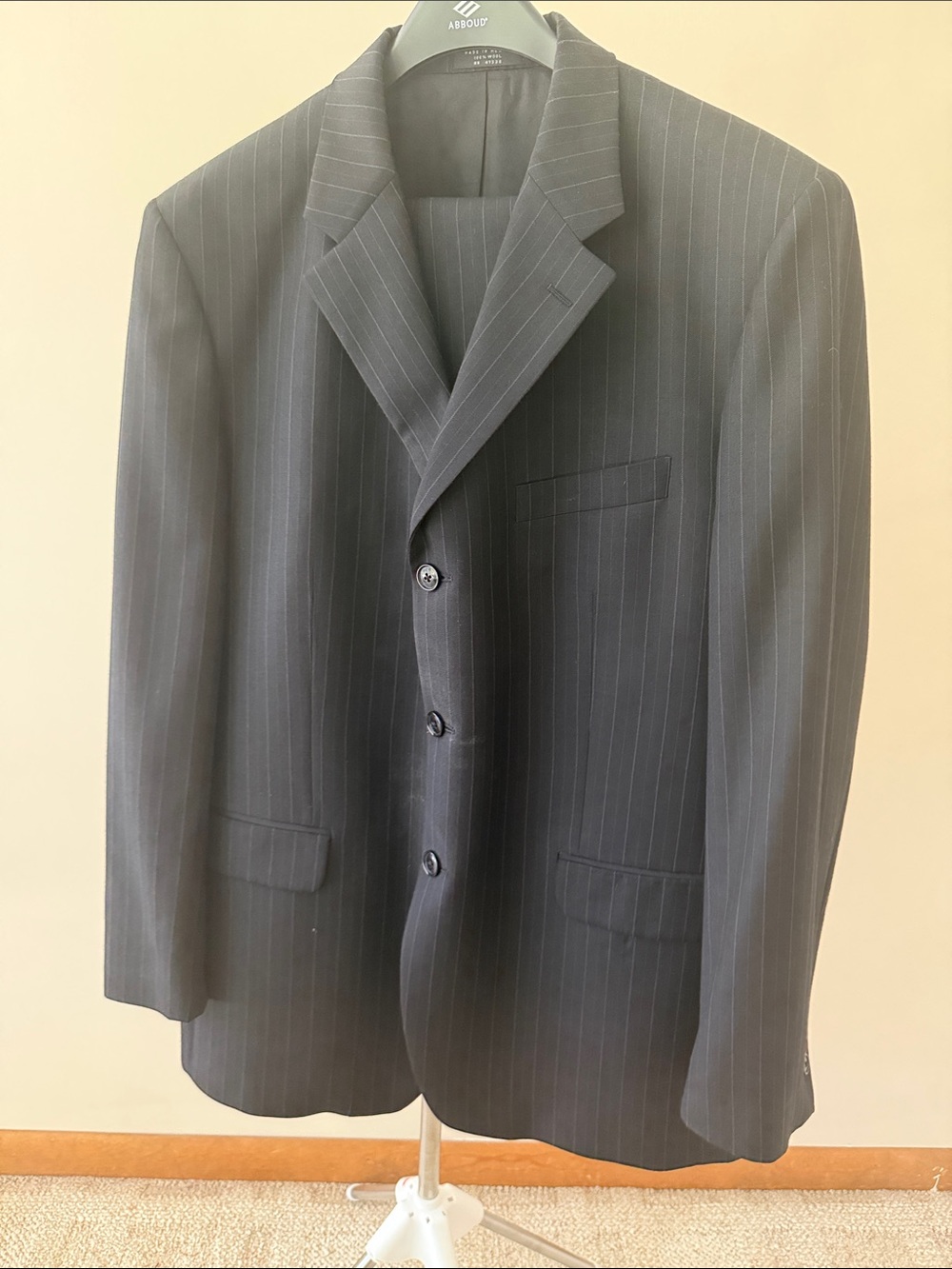 Jones New York Black Pinstripe Men's Blazer (size 44R) and Pants (size 34) set
